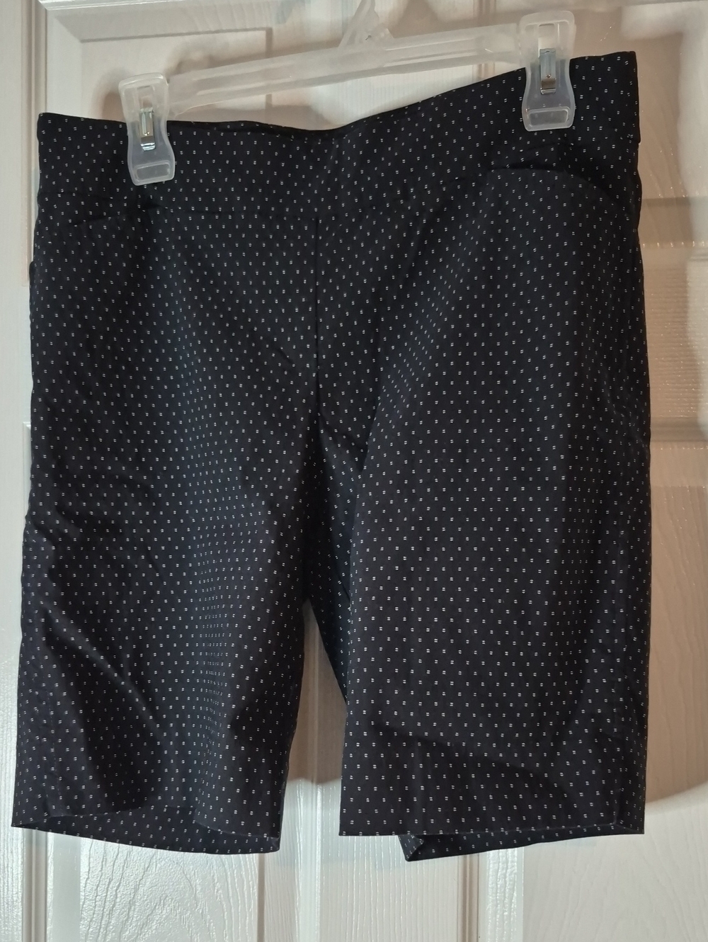 Hilary Radley Black Shorts Size 12 Black With White Pattern Print